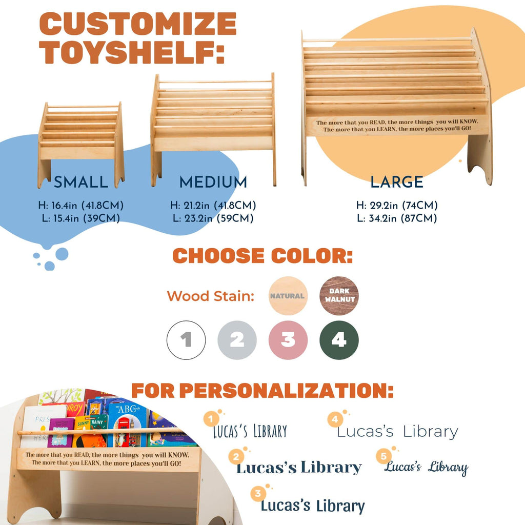 Wooden Montessori Bookshelf Natural - Riot Co.