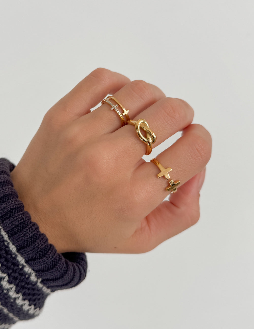 Stacked Cross Gem Ring - Riot Co.