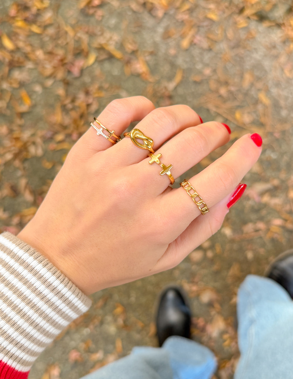 Stacked Cross Gem Ring - Riot Co.