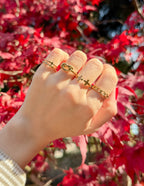 Stacked Cross Gem Ring - Riot Co.