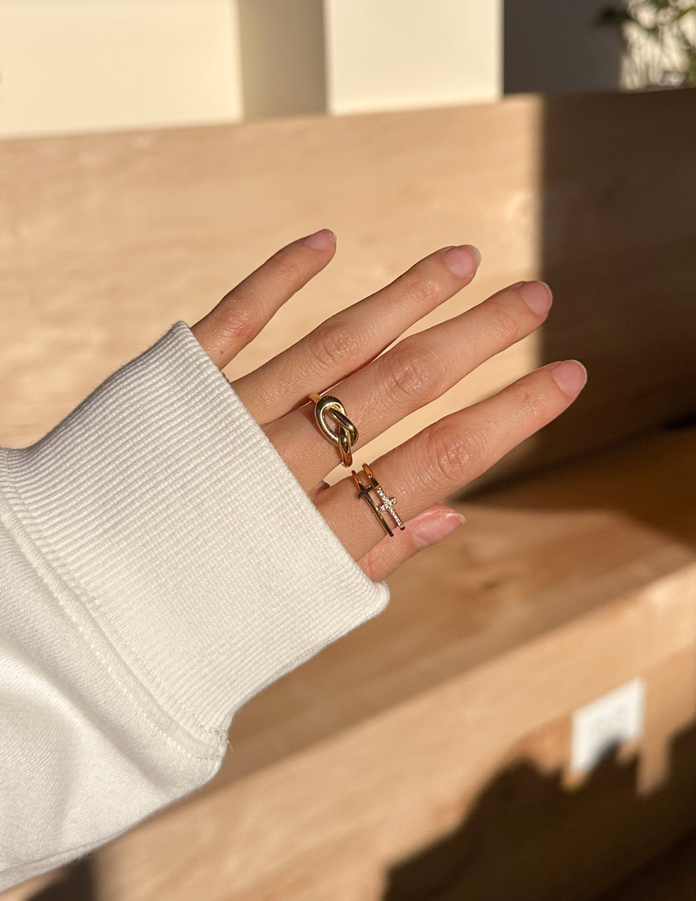 Stacked Cross Gem Ring - Riot Co.