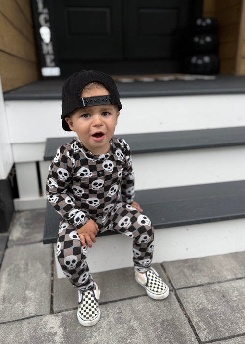 Bamboo Toddler Two-Piece Halloween Pajamas | Spooky Skull Set - Riot Co.