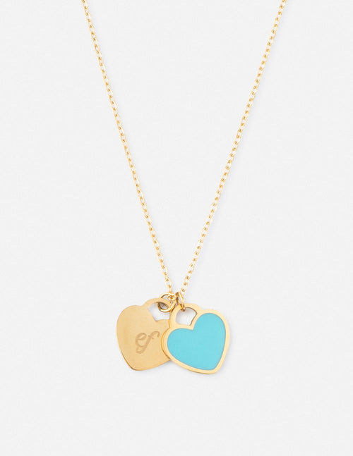 Blue Enamel Heart Logo Necklace - Riot Co.