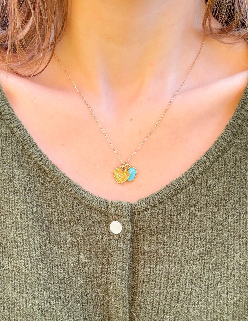 Blue Enamel Heart Logo Necklace - Riot Co.