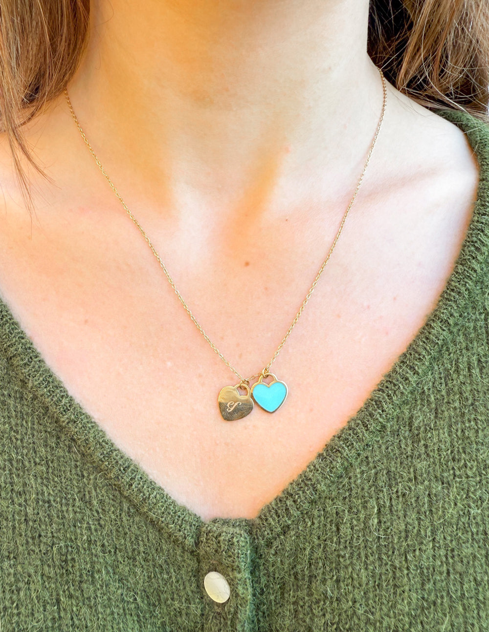 Blue Enamel Heart Logo Necklace - Riot Co.