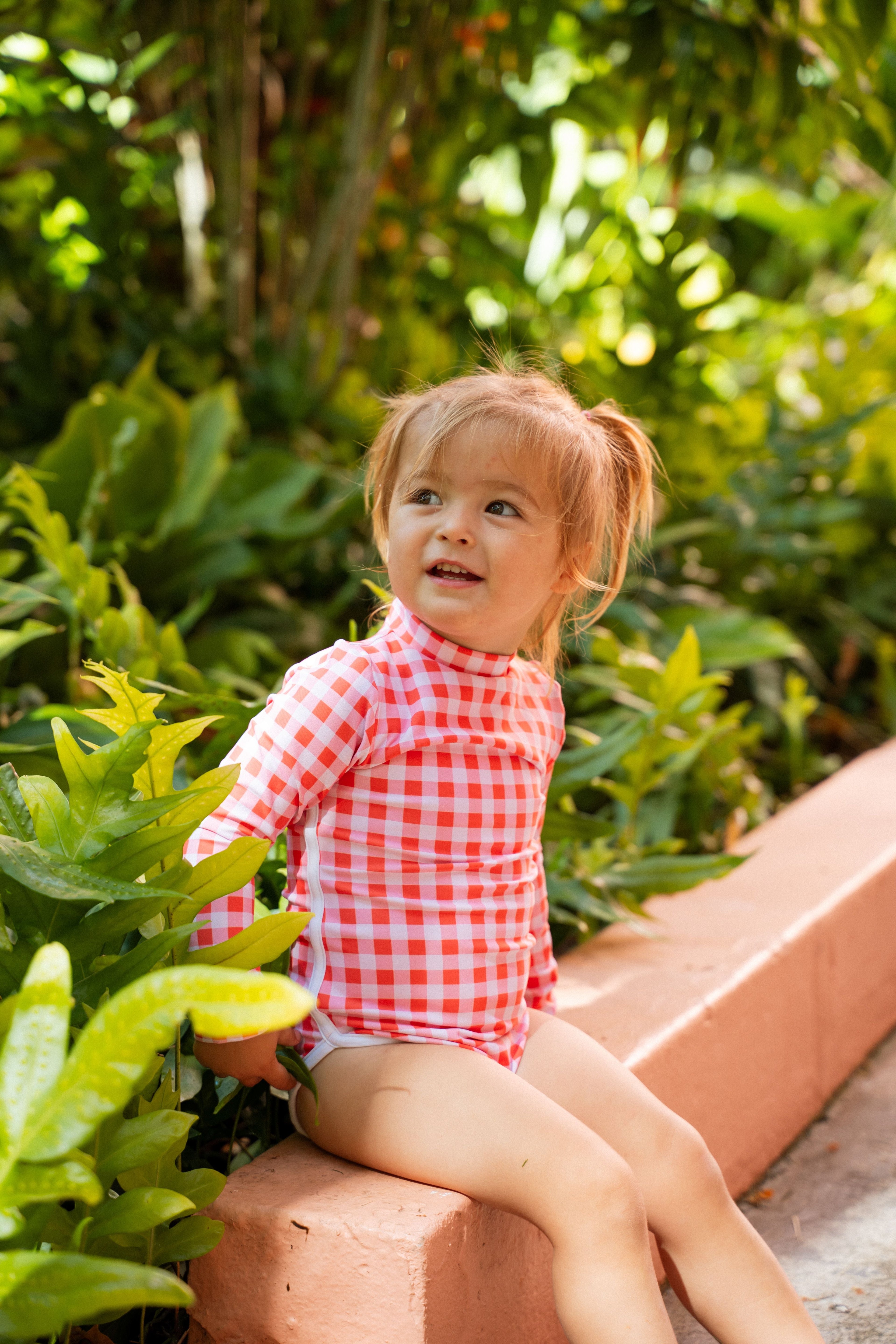 Lola One Piece Kids Swimsuit - Guava Gingham - Riot Co.