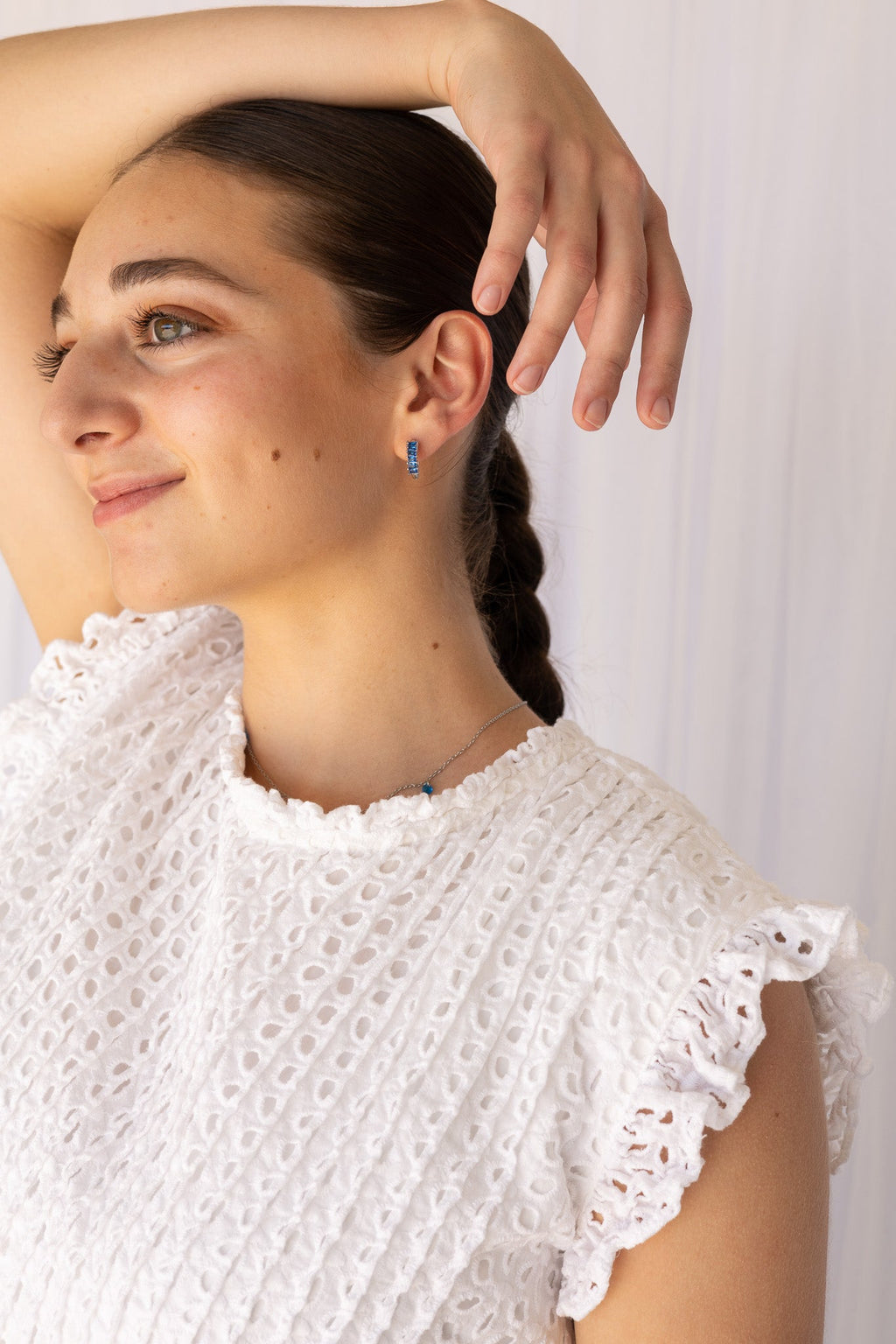 Diamond Hoop in Blue