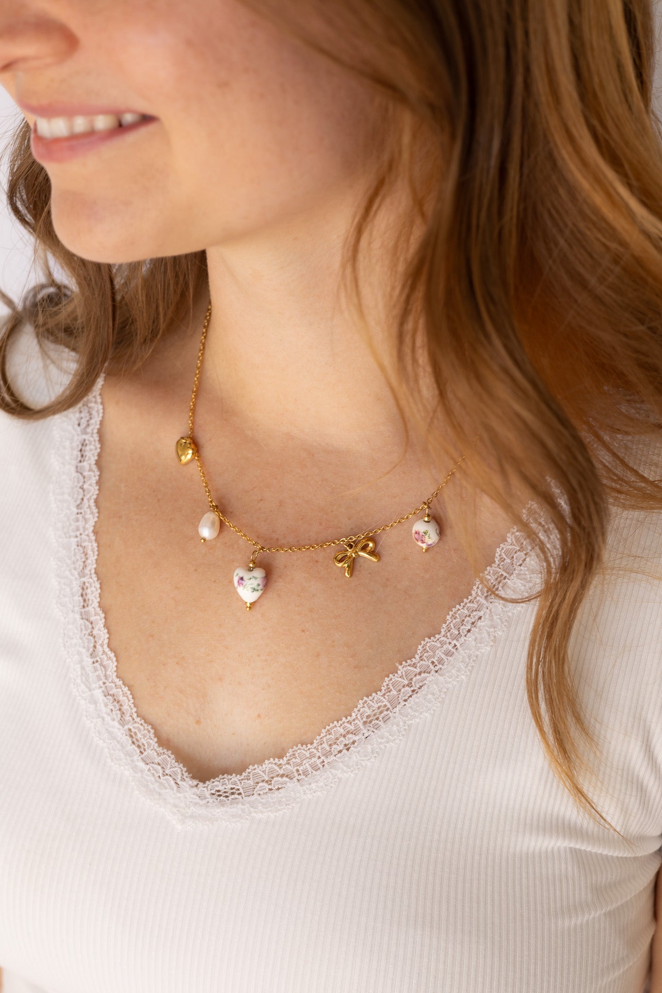 Bella Charm Necklace in Rose