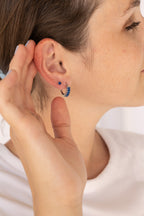 Diamond Hoop in Blue