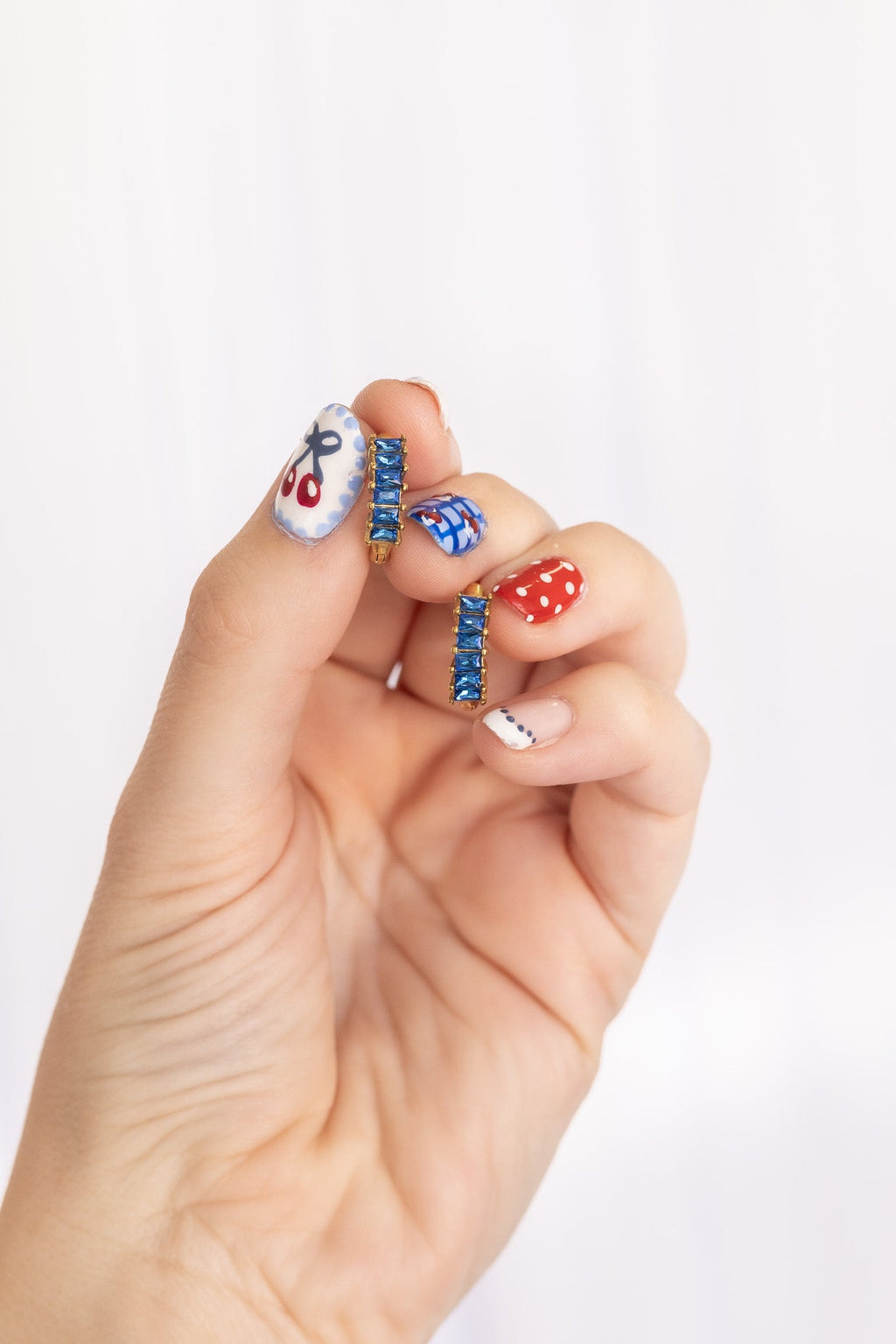 Diamond Hoop in Blue
