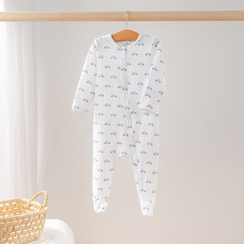 Baby Basics: Little Blue Wheels Organic Cotton Baby Pajamas - Riot Co.