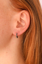Micro Crystal Hoop in Black