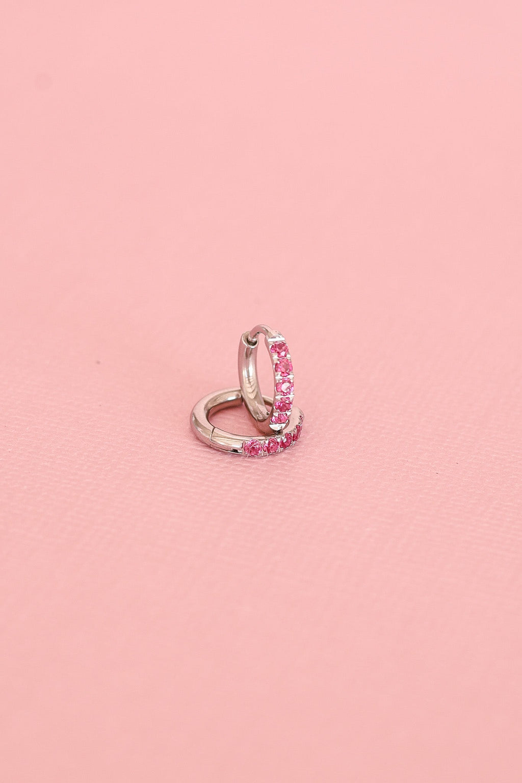 Micro Crystal Hoop in Pink