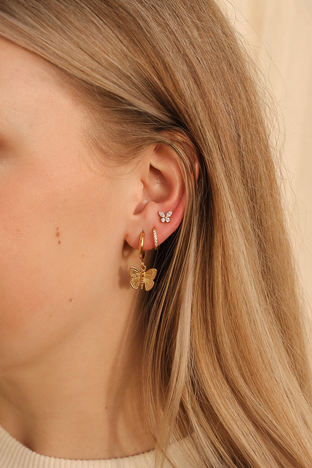 Butterfly Huggie Hoop