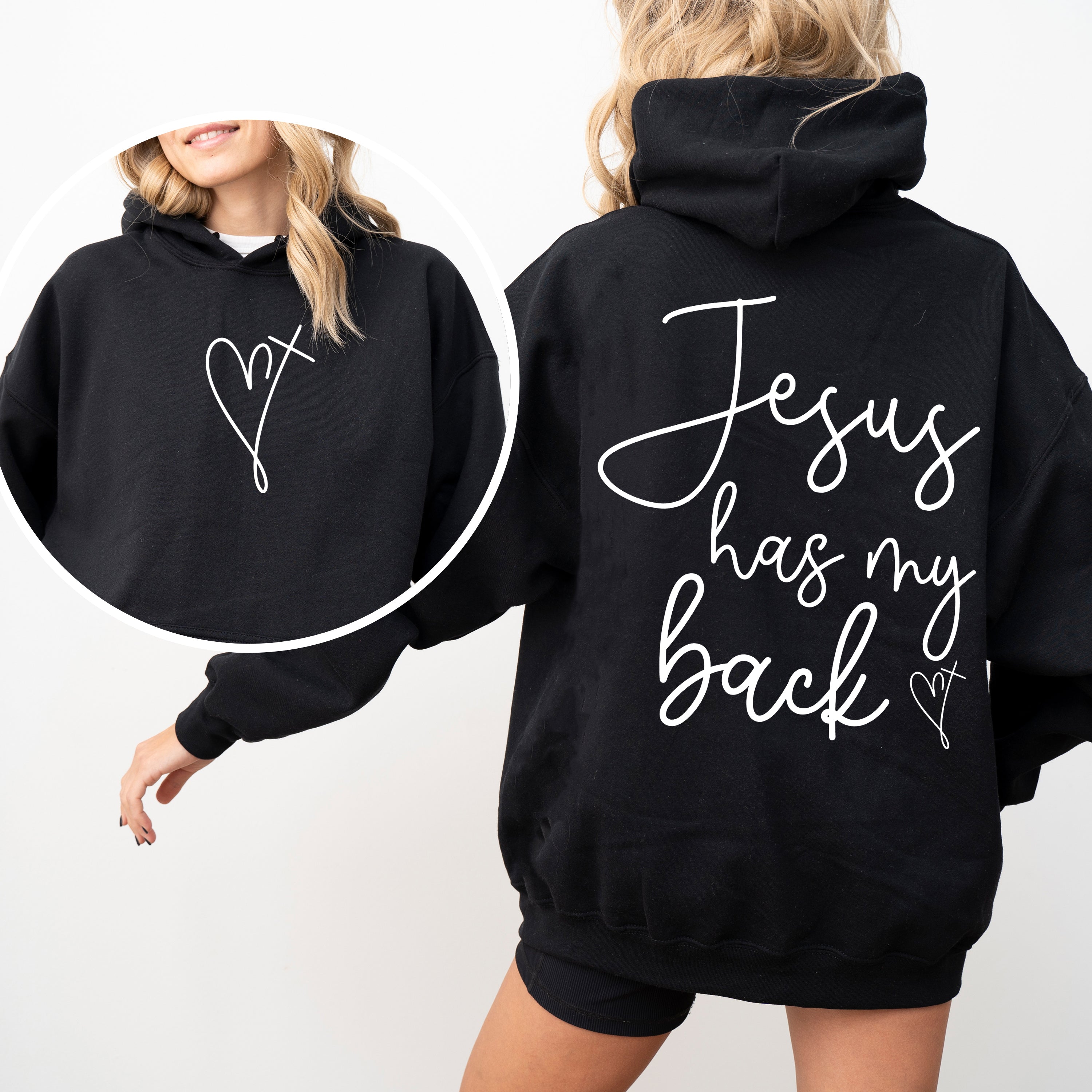 Jesus Has My Back, Religious, Christian, Bible, Faith Hoodie, Hooded Sweatshirt - Riot Co.