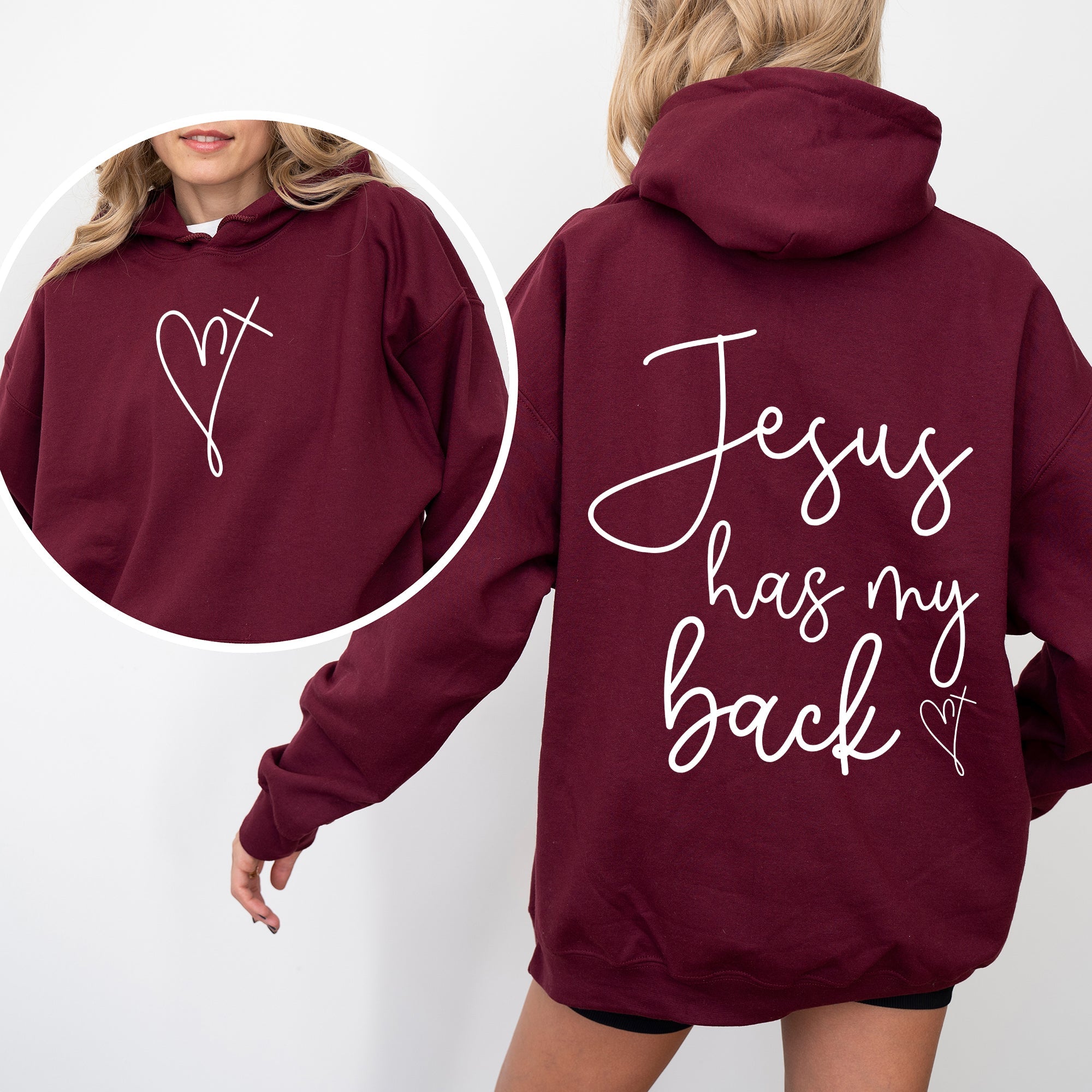 Jesus Has My Back, Religious, Christian, Bible, Faith Hoodie, Hooded Sweatshirt - Riot Co.