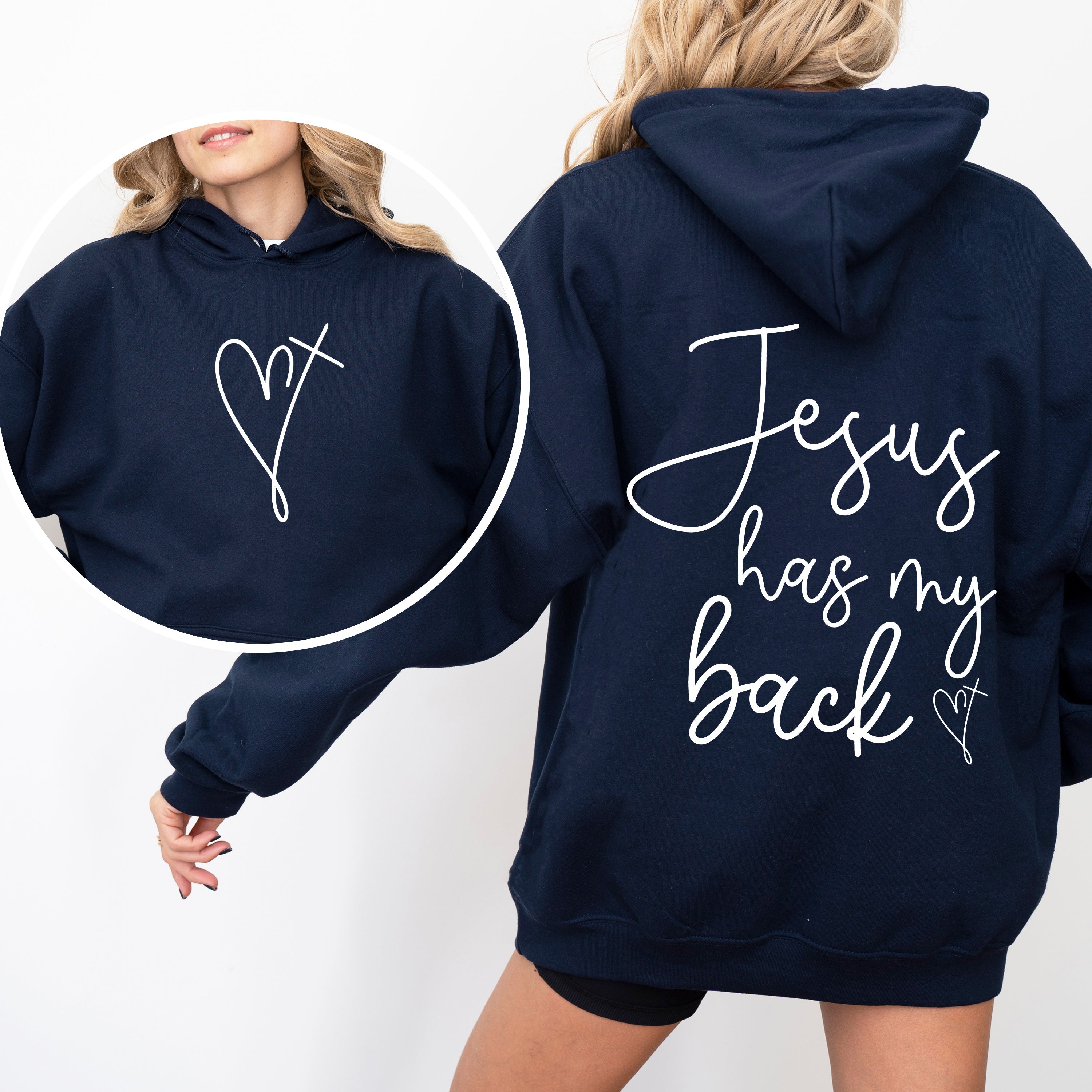 Jesus Has My Back, Religious, Christian, Bible, Faith Hoodie, Hooded Sweatshirt - Riot Co.