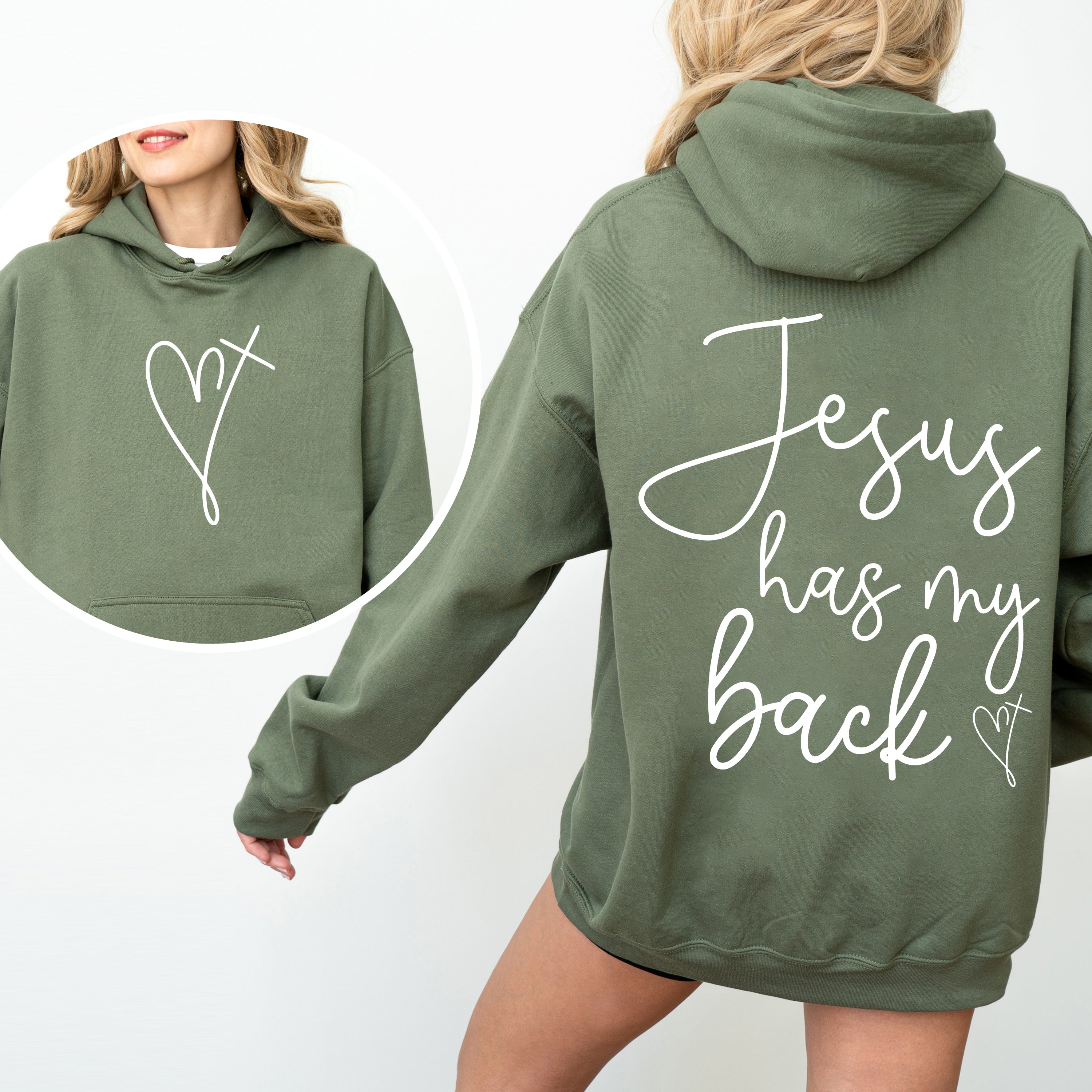 Jesus Has My Back, Religious, Christian, Bible, Faith Hoodie, Hooded Sweatshirt - Riot Co.
