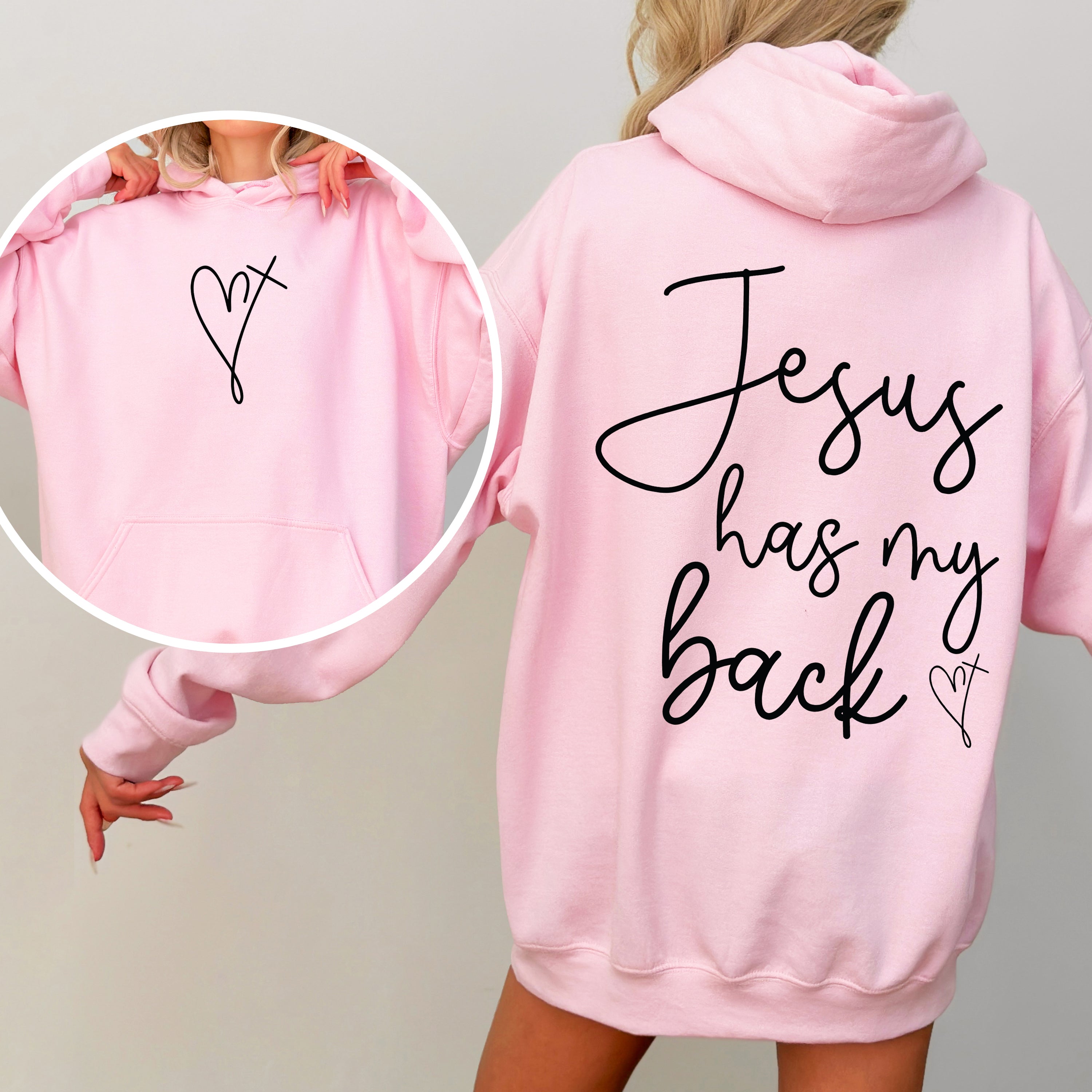 Jesus Has My Back, Religious, Christian, Bible, Faith Hoodie, Hooded Sweatshirt - Riot Co.