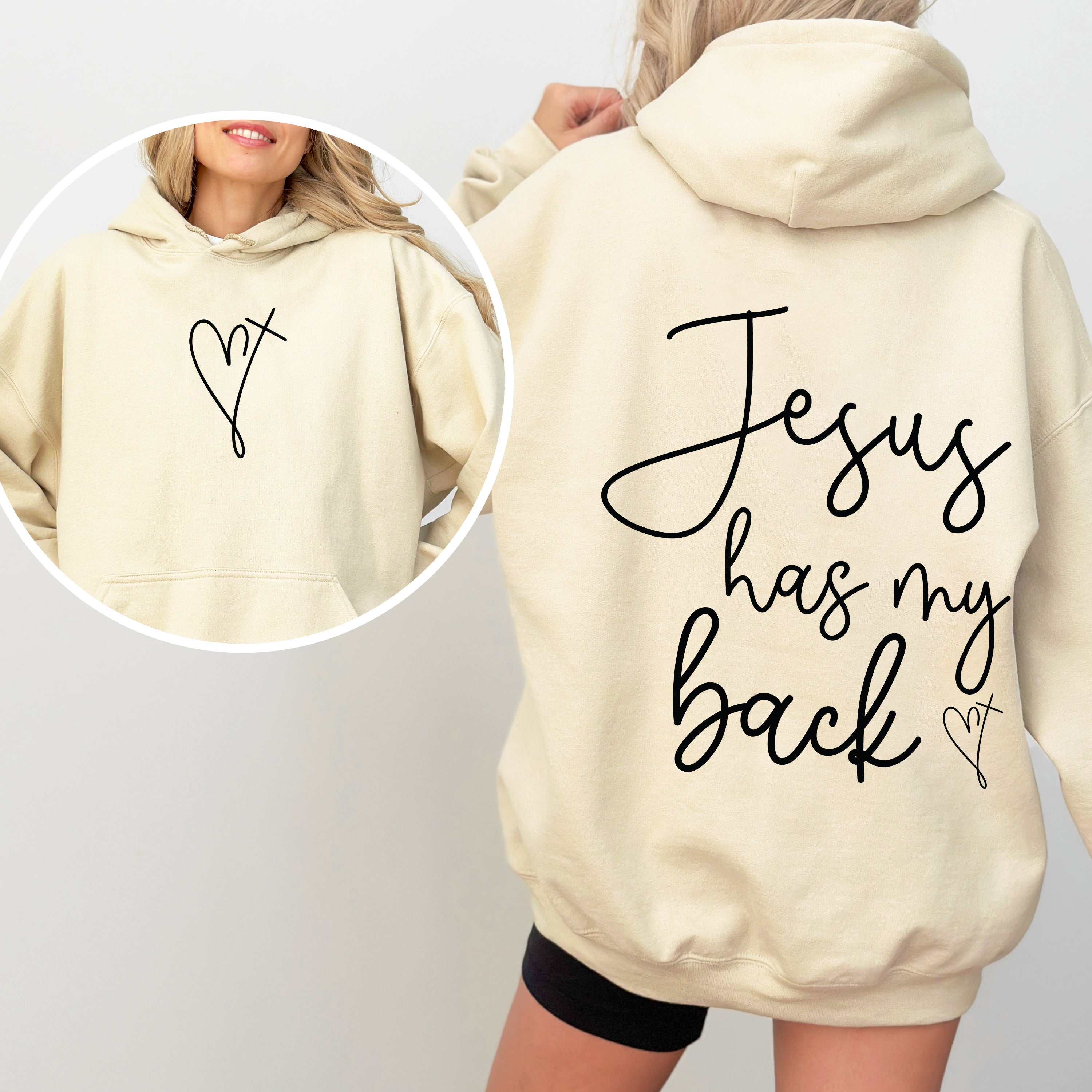 Jesus Has My Back, Religious, Christian, Bible, Faith Hoodie, Hooded Sweatshirt - Riot Co.