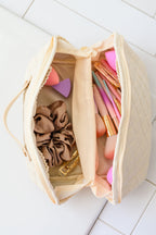 Large Capacity Quilted Makeup Bag in Cream - Riot Co.