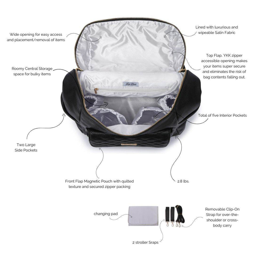 Monaco Diaper Bag | Ebony Black - Riot Co.