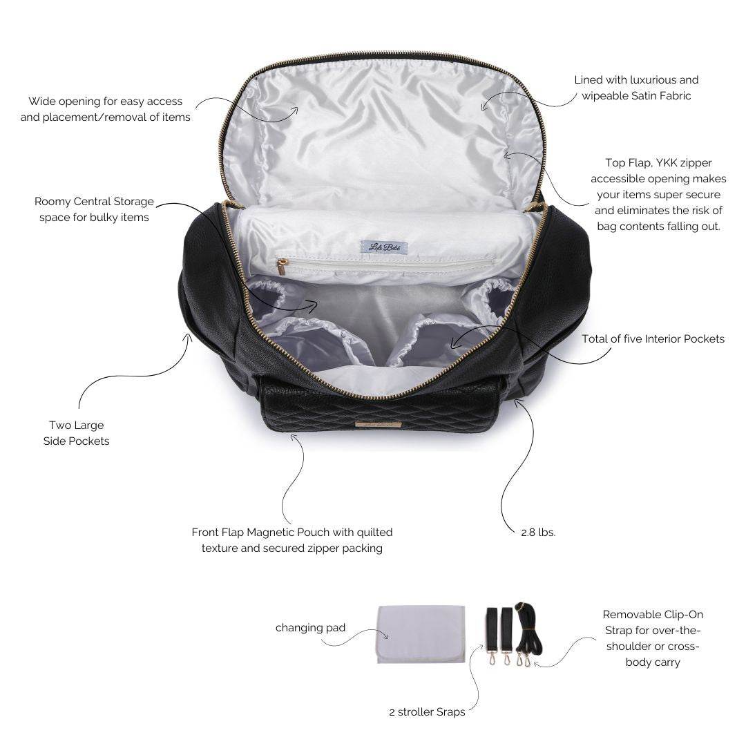 Monaco Diaper Bag | Ebony Black - Riot Co.