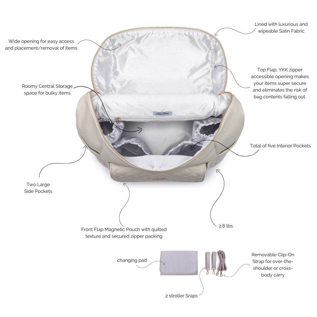 Monaco Diaper Bag | Pearl White - Riot Co.