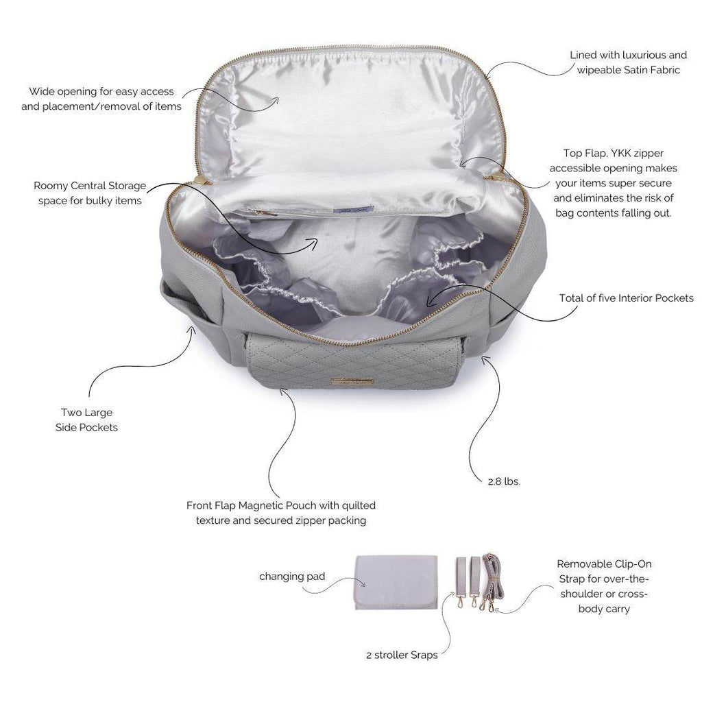 Monaco Diaper Bag | Stone Grey - Riot Co.