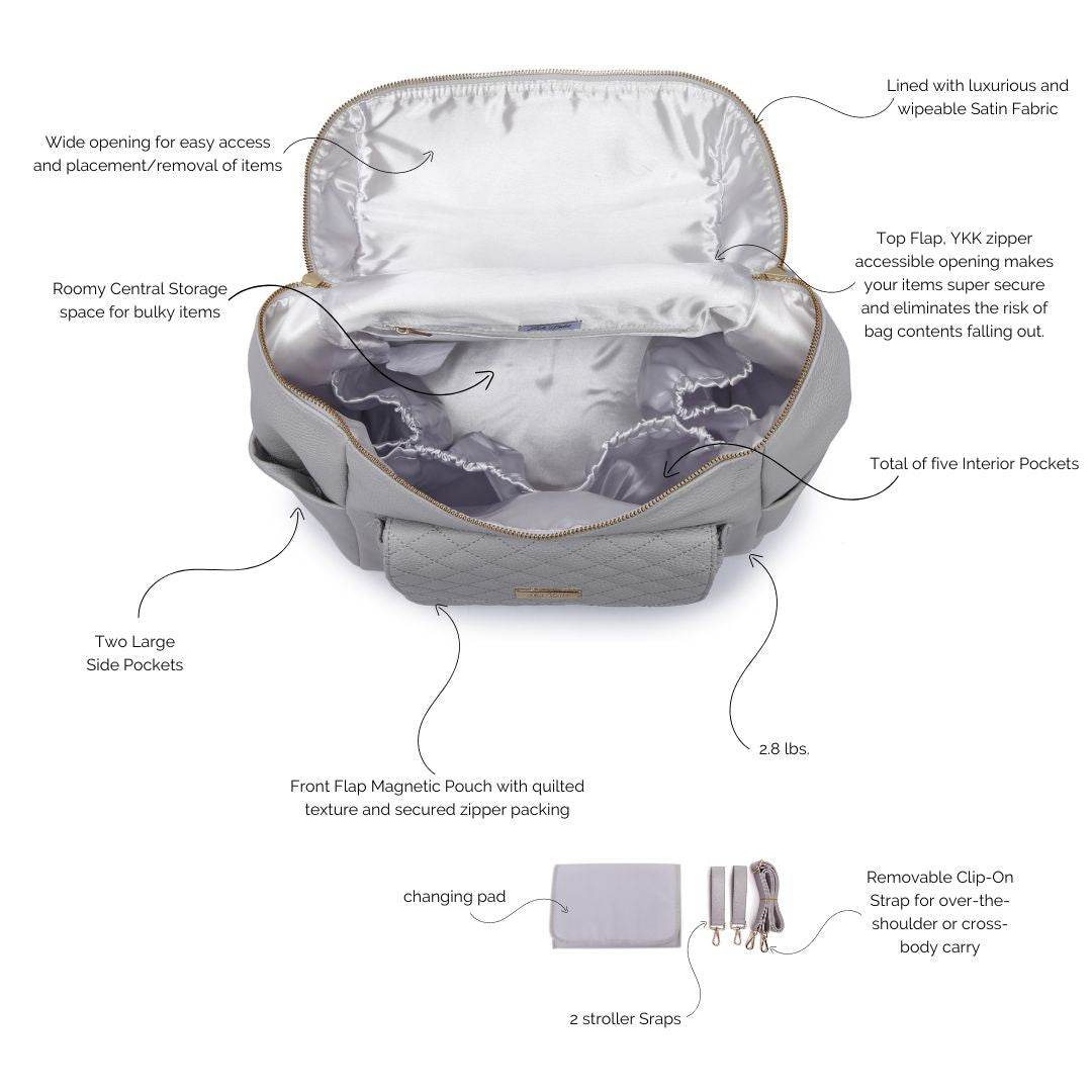 Monaco Diaper Bag | Stone Grey - Riot Co.