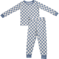Blue Checkered Ribbed Bamboo Cozy Set