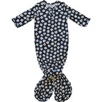 Navy Daisy Ribbed Bamboo Knot Gown