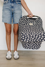 Navy Daisy Ribbed Bamboo Multi-Use Cover